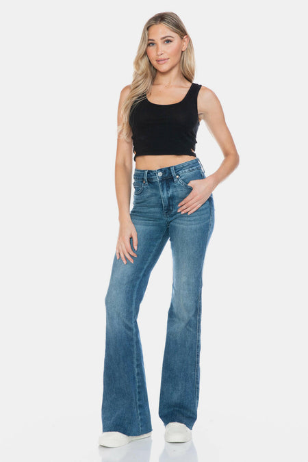 Judy Blue Mid Rise Tummy Control Top Flare Regular & Plus Sizes | Sleekdenim.com