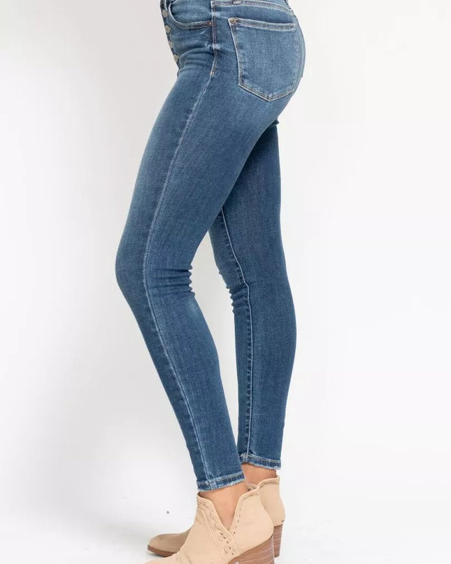 Judy Blue Full Size High Rise Button Fly Skinny Jeans Plus Size - Sleekdenim.com