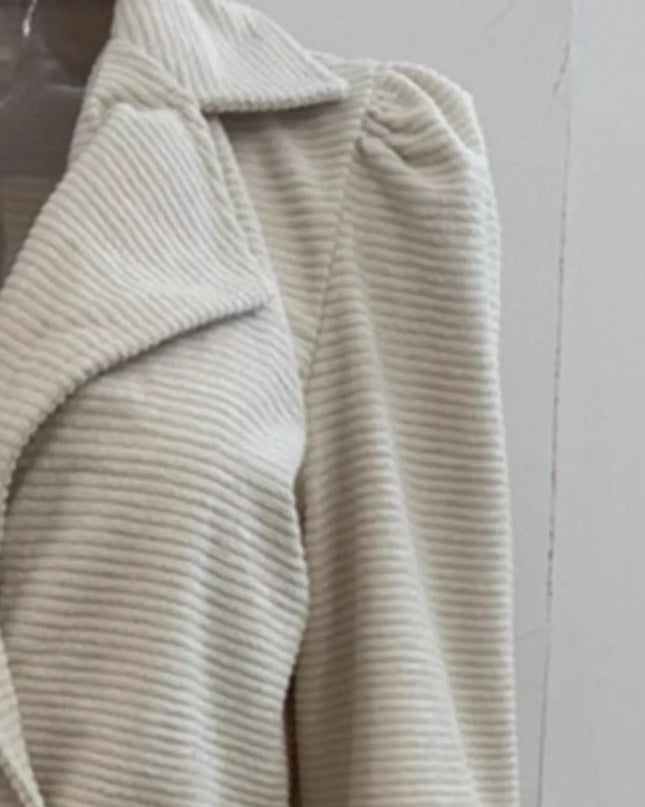 Texture Knit Double-Breasted Blazer - Sleekdenim.com