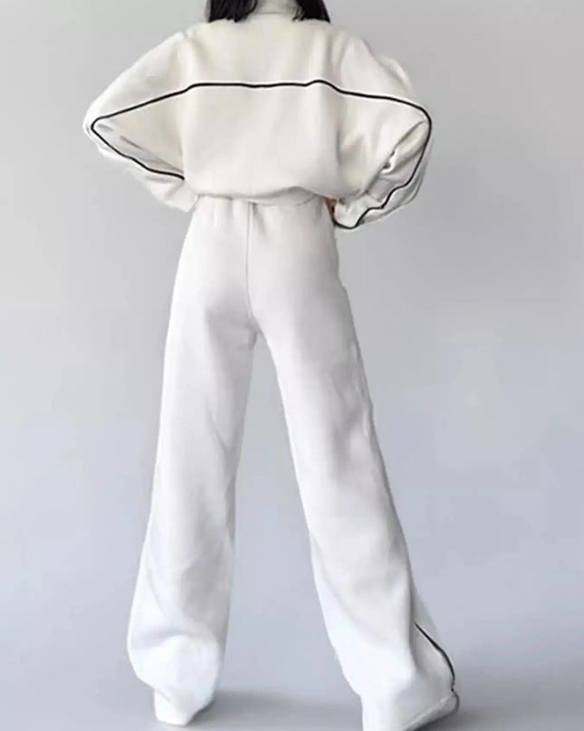 Full Size Zip Up Long Sleeve Top and Pants Set Plus Size - Sleekdenim.com