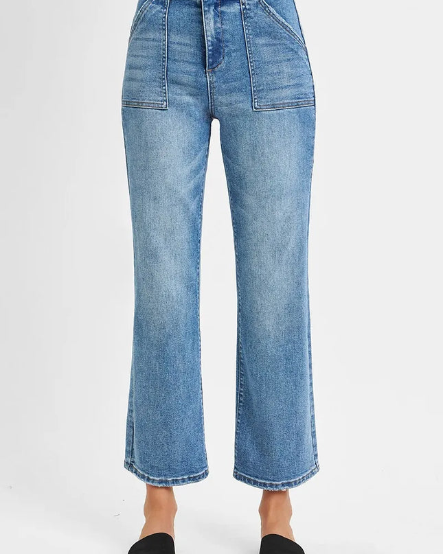 RISEN Full Size High Waisted Bootcut Cropped Jeans Plus Size - Sleekdenim.com