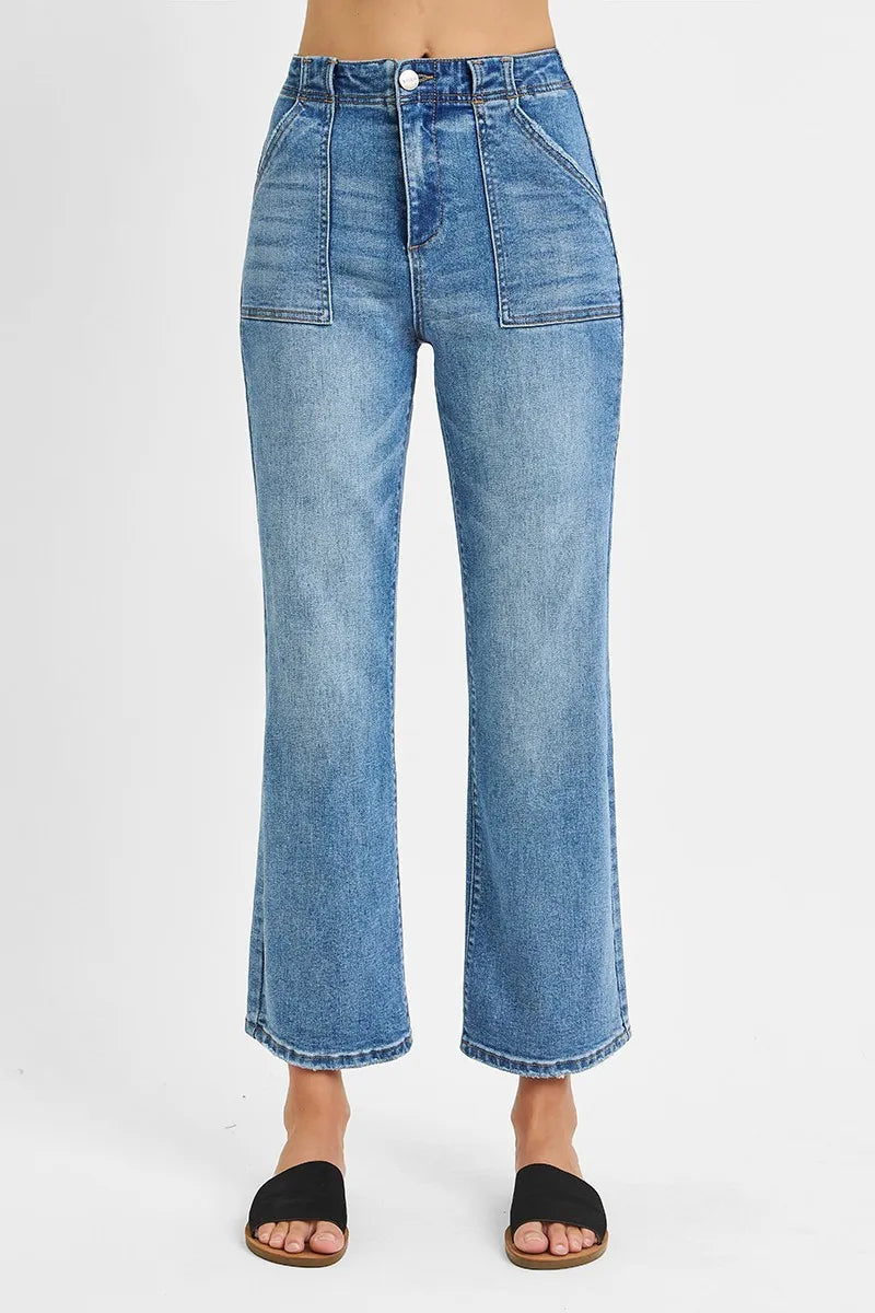 RISEN Full Size High Waisted Bootcut Cropped Jeans Plus Size - Sleekdenim.com