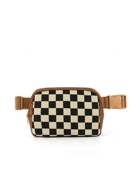 Alva Mixed Media Check Sling Belt Bum Bag - Sleekdenim.com