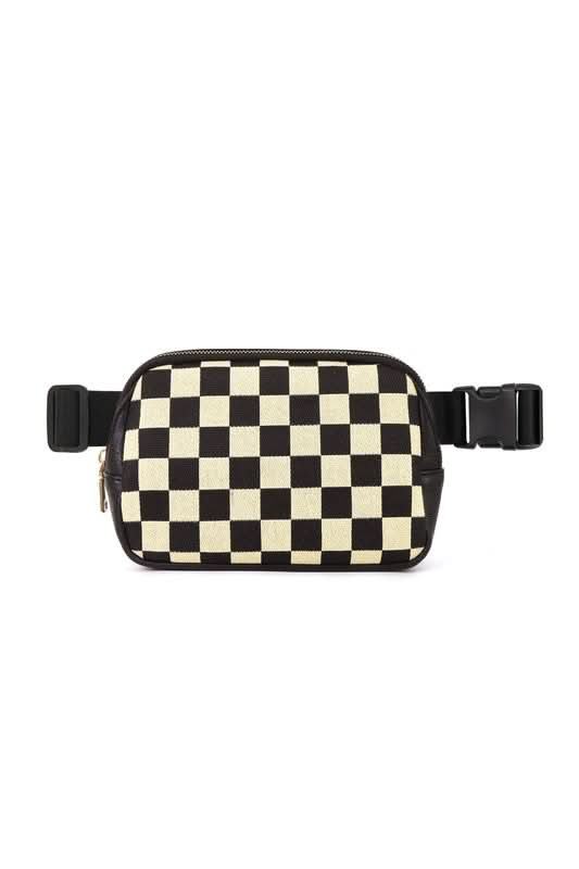 Alva Mixed Media Check Sling Belt Bum Bag - Sleekdenim.com