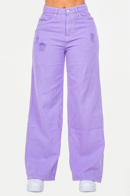 American Bazi High Waist Distressed Wide Leg Jeans - Sleekdenim.com