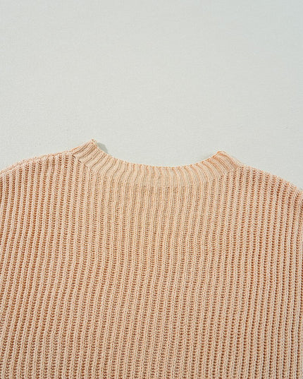 Apricot Plain Side Slits Oversized Sweater - Sleekdenim.com