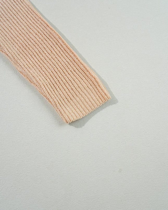 Apricot Plain Side Slits Oversized Sweater - Sleekdenim.com