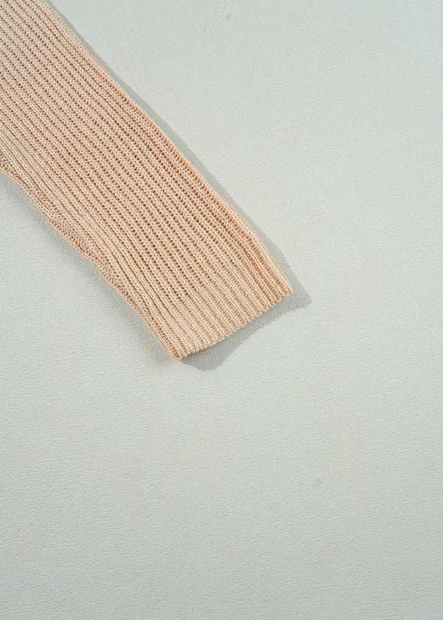 Apricot Plain Side Slits Oversized Sweater - Sleekdenim.com