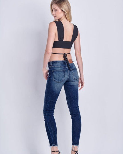 Artemis Vintage AT1044MSKD Mid Rise Full Length Skinny Jeans - Sleekdenim.com