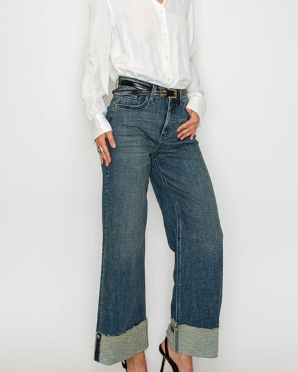 Artemis Vintage AT2061WDMT TUMMY CONTROL HIGH RISE CUFFED WIDE LEG - Sleekdenim.com