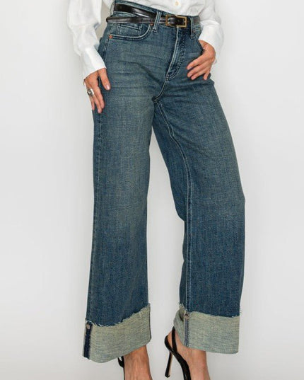 Artemis Vintage AT2061WDMT TUMMY CONTROL HIGH RISE CUFFED WIDE LEG - Sleekdenim.com