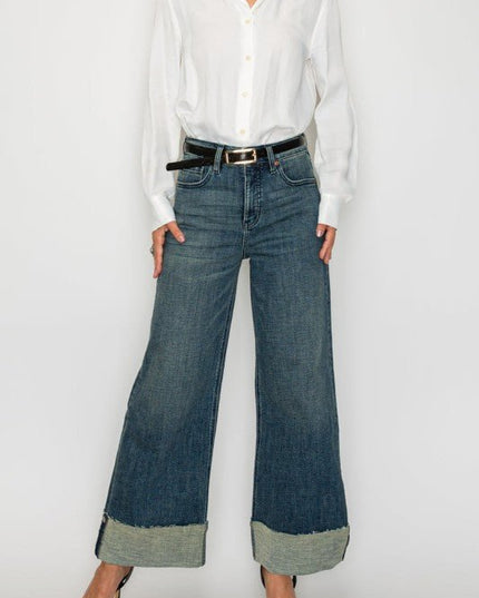Artemis Vintage AT2061WDMT TUMMY CONTROL HIGH RISE CUFFED WIDE LEG - Sleekdenim.com