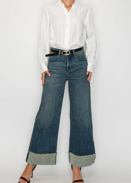 Artemis Vintage AT2061WDMT TUMMY CONTROL HIGH RISE CUFFED WIDE LEG - Sleekdenim.com