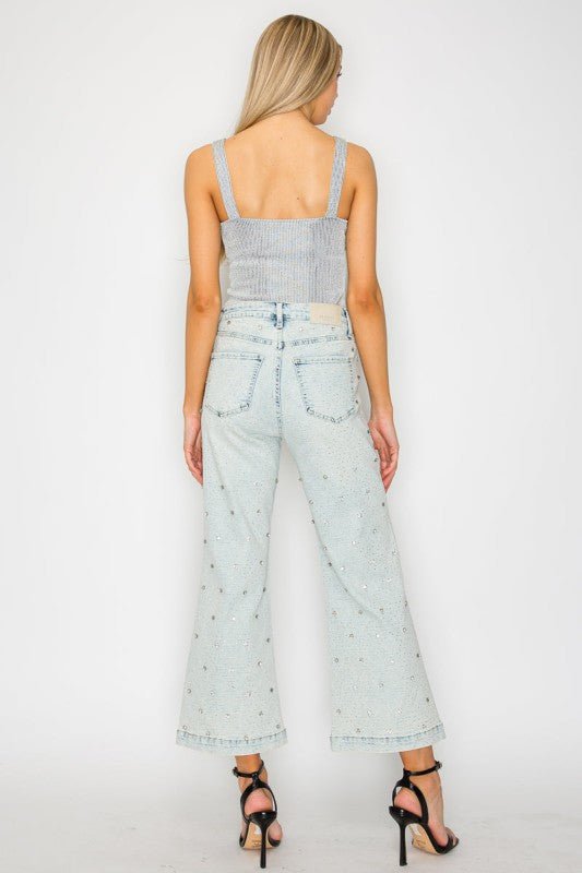 Artemis Vintage AT2073PZAC Jewel Embellished High Rise Cropped Pal - Sleekdenim.com