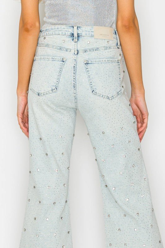 Artemis Vintage AT2073PZAC Jewel Embellished High Rise Cropped Pal - Sleekdenim.com