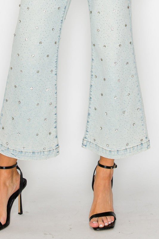 Artemis Vintage AT2073PZAC Jewel Embellished High Rise Cropped Pal - Sleekdenim.com