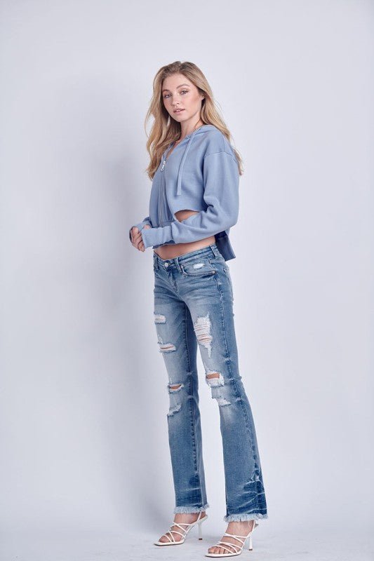 Artemis Vintage Oxia Low Rise Stretch Distressed Bootcut Jeans - Sleekdenim.com