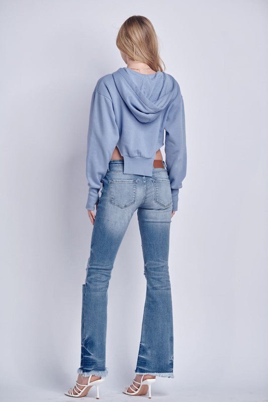 Artemis Vintage Oxia Low Rise Stretch Distressed Bootcut Jeans - Sleekdenim.com
