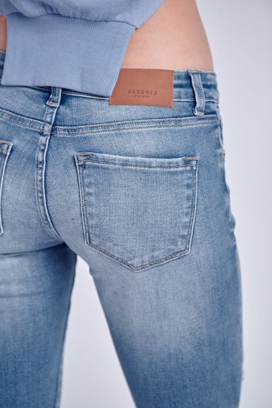 Artemis Vintage Oxia Low Rise Stretch Distressed Bootcut Jeans - Sleekdenim.com