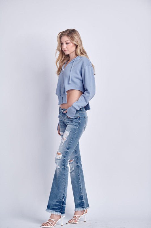 Artemis Vintage Oxia Low Rise Stretch Distressed Bootcut Jeans - Sleekdenim.com