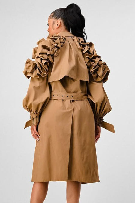 ATHINA FALL TRANSTION FLORAL SLEEVE TRENCH COAT - Sleekdenim.com