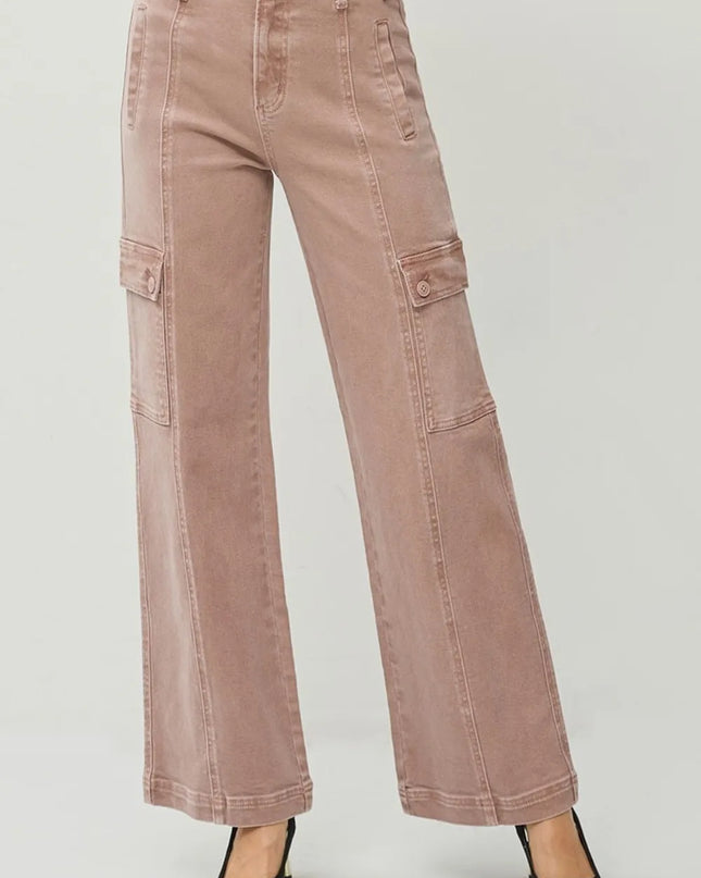 RISEN Full Size High Rise Wide Leg Cargo Jeans - Sleekdenim.com