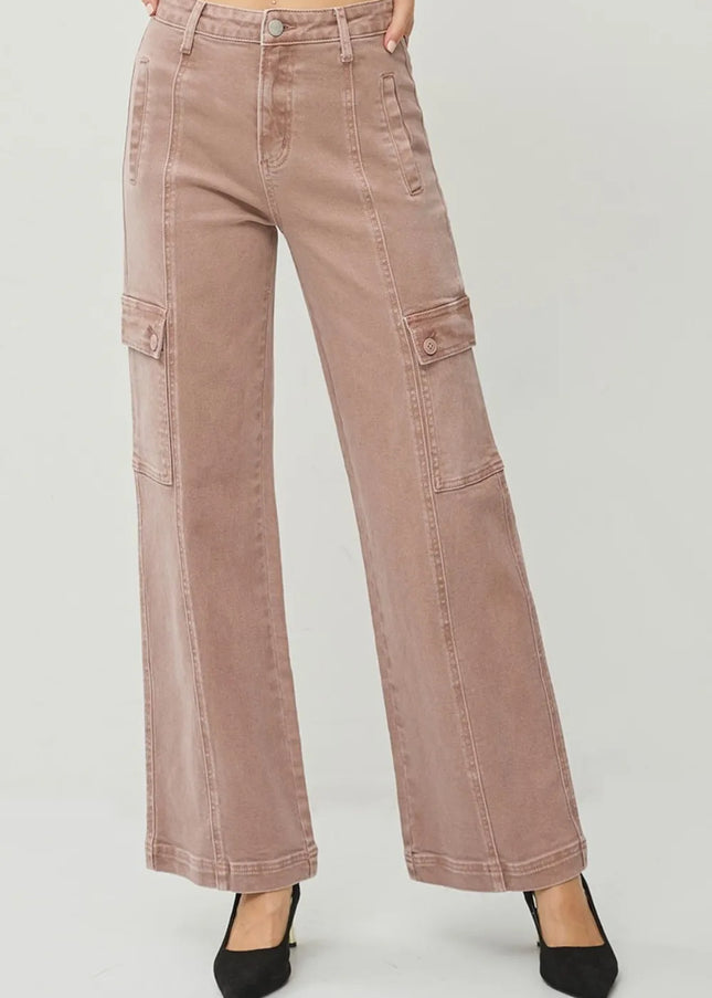 RISEN Full Size High Rise Wide Leg Cargo Jeans - Sleekdenim.com