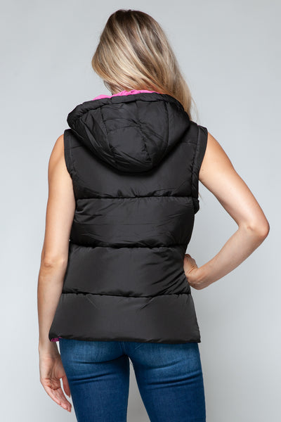 Snobbish Snap and Zip Closure Hooded puffer Vest