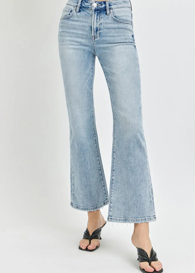 RISEN Full Size High Rise Ankle Flare Jeans - Sleekdenim.com