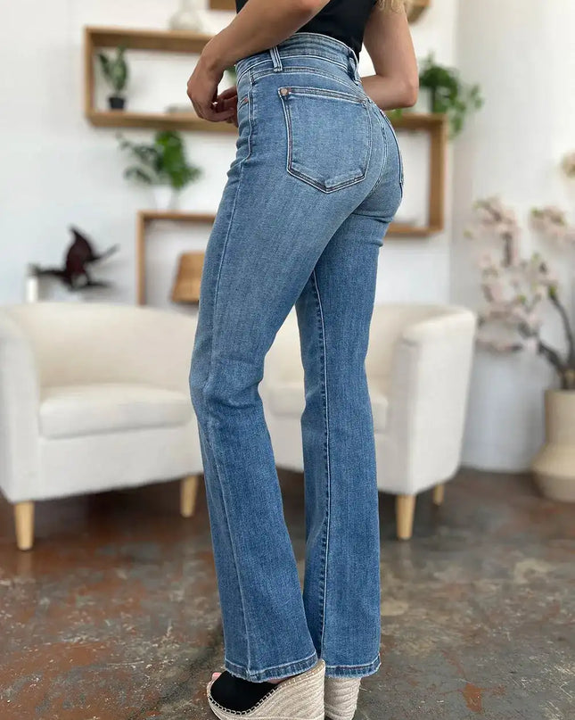 Judy Blue Full Size Mid-Rise Waist Straight Jeans - Sleekdenim.com