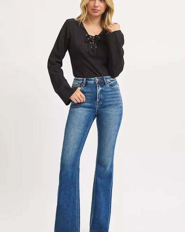 RISEN High Rise Flare Jeans - Sleekdenim.com