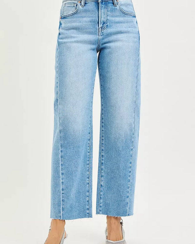 RISEN Full Size Slouchy Cropped Barrel Jeans with Curved Side Seam Plus Size - Sleekdenim.com