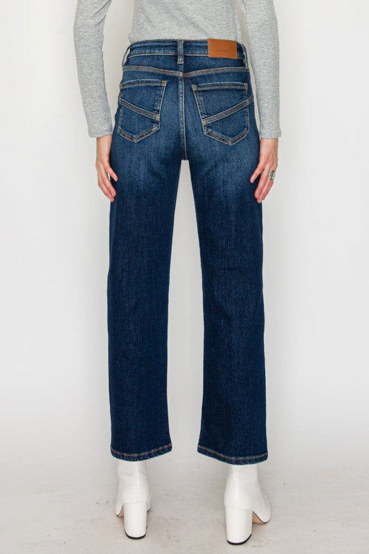 AT1029STD - High Rise Ankle Straight Jeans - Weste - Sleekdenim.com