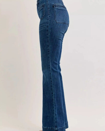 Judy Blue High-Waisted Flare Jeans with Front Pockets - Sleekdenim.com