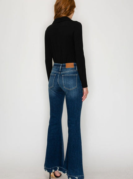 AT1017FLD - MID RISE SUPER FLARE JEANS - Sleekdenim.com