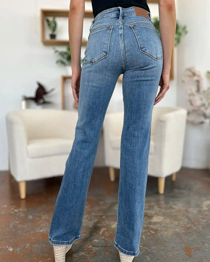 Judy Blue Full Size Mid-Rise Waist Straight Jeans - Sleekdenim.com