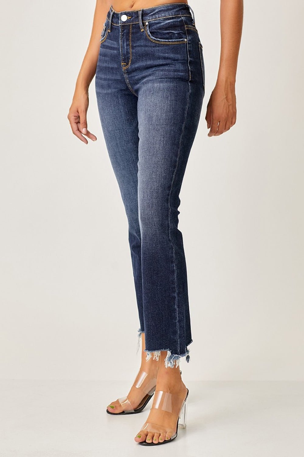 Risen Full Size Frayed Hem Cropped Straight Jeans | Sleekdenim.com