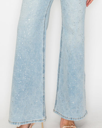 AT2074RFLL Metallic Ultra High Rise Relaxed Flare - Sleekdenim.com