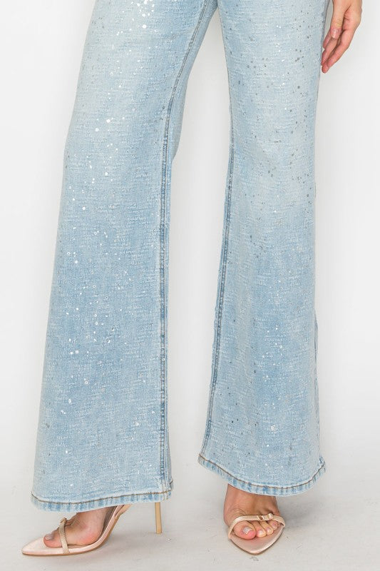 AT2074RFLL Metallic Ultra High Rise Relaxed Flare - Sleekdenim.com