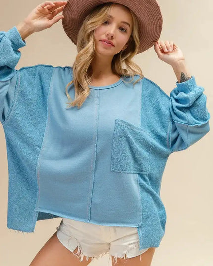 BiBi Oversized Pocket Front Sweatshirt - Sleekdenim.com