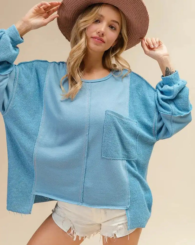 BiBi Oversized Pocket Front Sweatshirt - Sleekdenim.com
