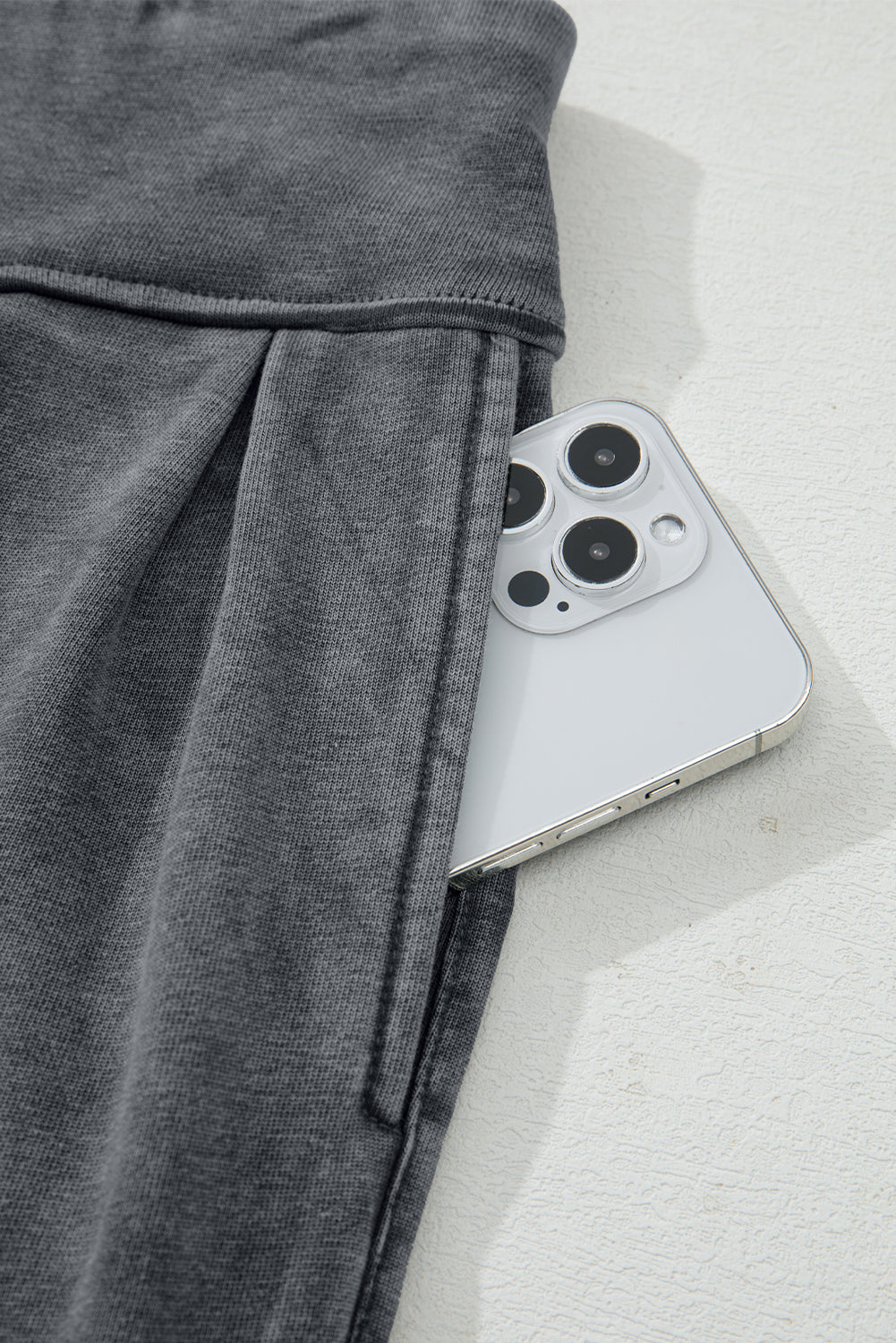 Medium Grey Mineral Wash Jogger Style High Waist Pants - Sleekdenim.com