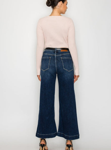 Artemis Vintage AT2012PZD - HIGH RISE CROPPED PALAZZO JEANS - Sleekdenim.com