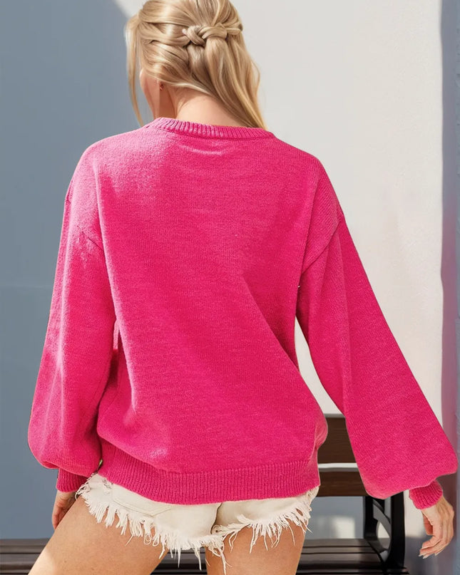 Double Take Full Size Sequin Nutcracker Long Sleeve Sweater - Sleekdenim.com