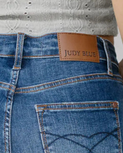 Judy Blue High Waist Back Pocket Embroidery Crop Wide Jeans - Sleekdenim.com