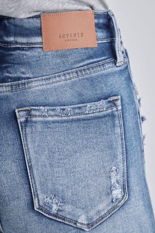 AT1088STM High Rise Stretch Ankle Straight Jeans - Sleekdenim.com