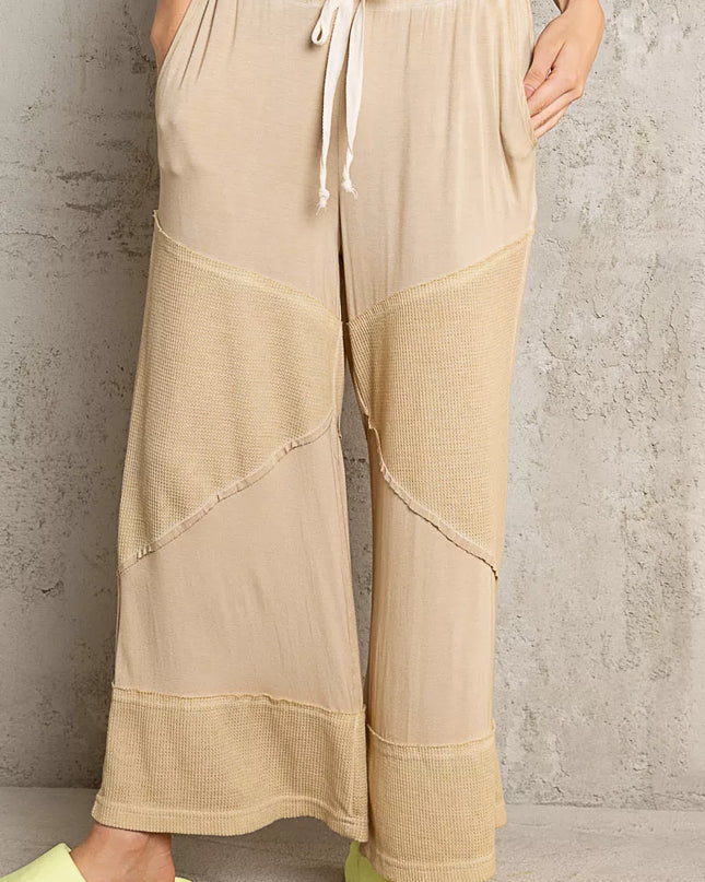 POL Elastic Waistband Wide Leg Pants with Drawstring - Sleekdenim.com