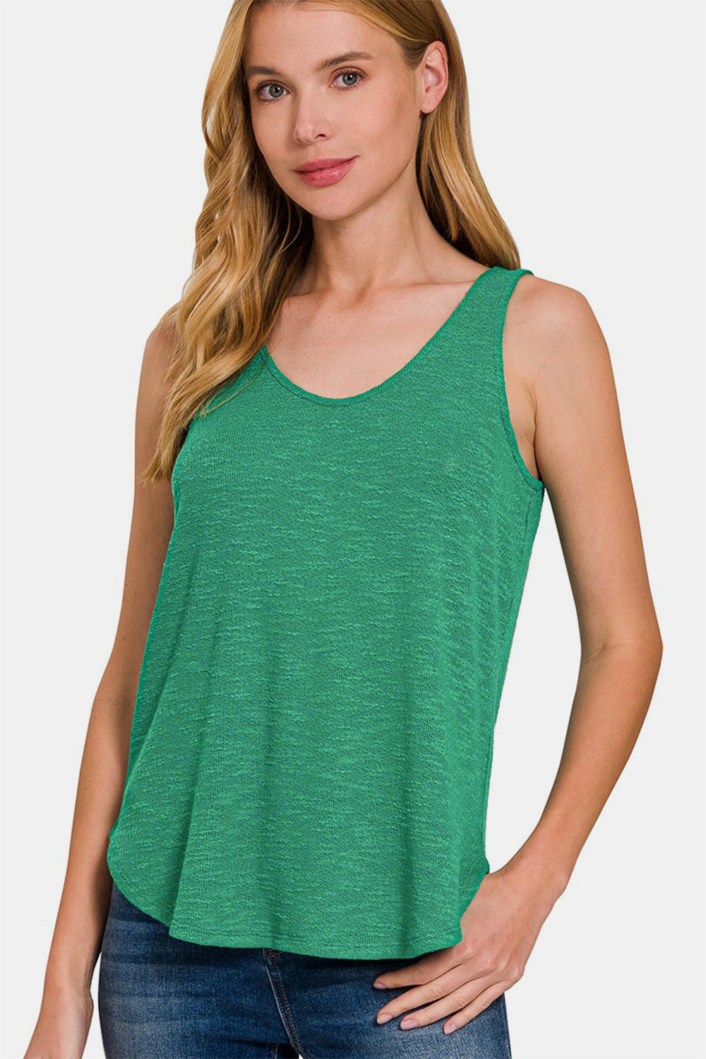 Zenana Curved Hem Round Neck Tank - Sleekdenim.com