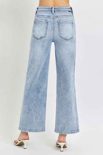 RISEN Full Size Tummy Control High Rise Crop Wide Leg Jeans | Sleekdenim.com