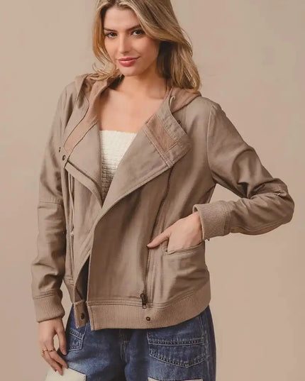 BiBi Textured Woven Rider Jacket - Sleekdenim.com